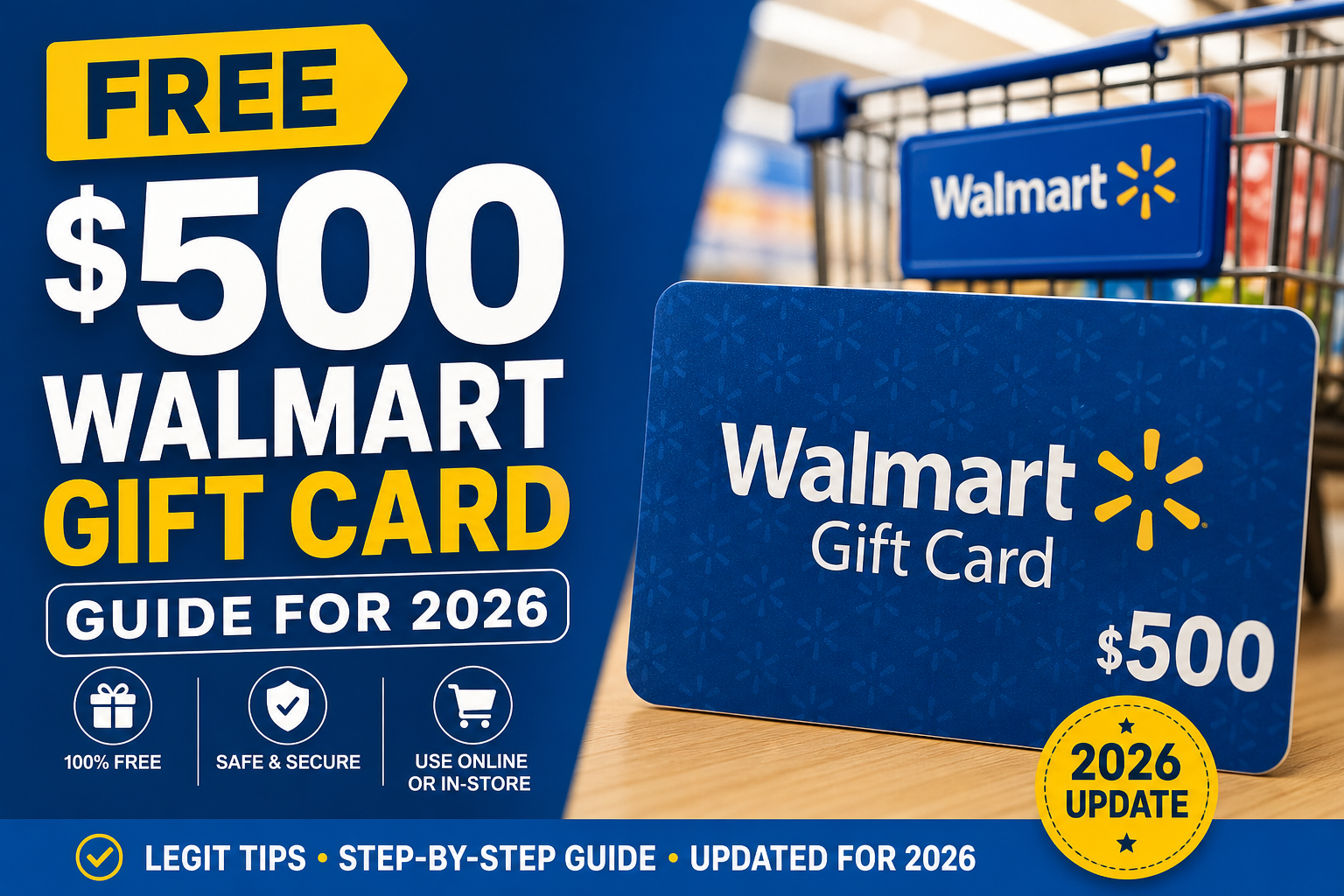 Free $500 Walmart gift card guide with legit tips for secure online or in-store use