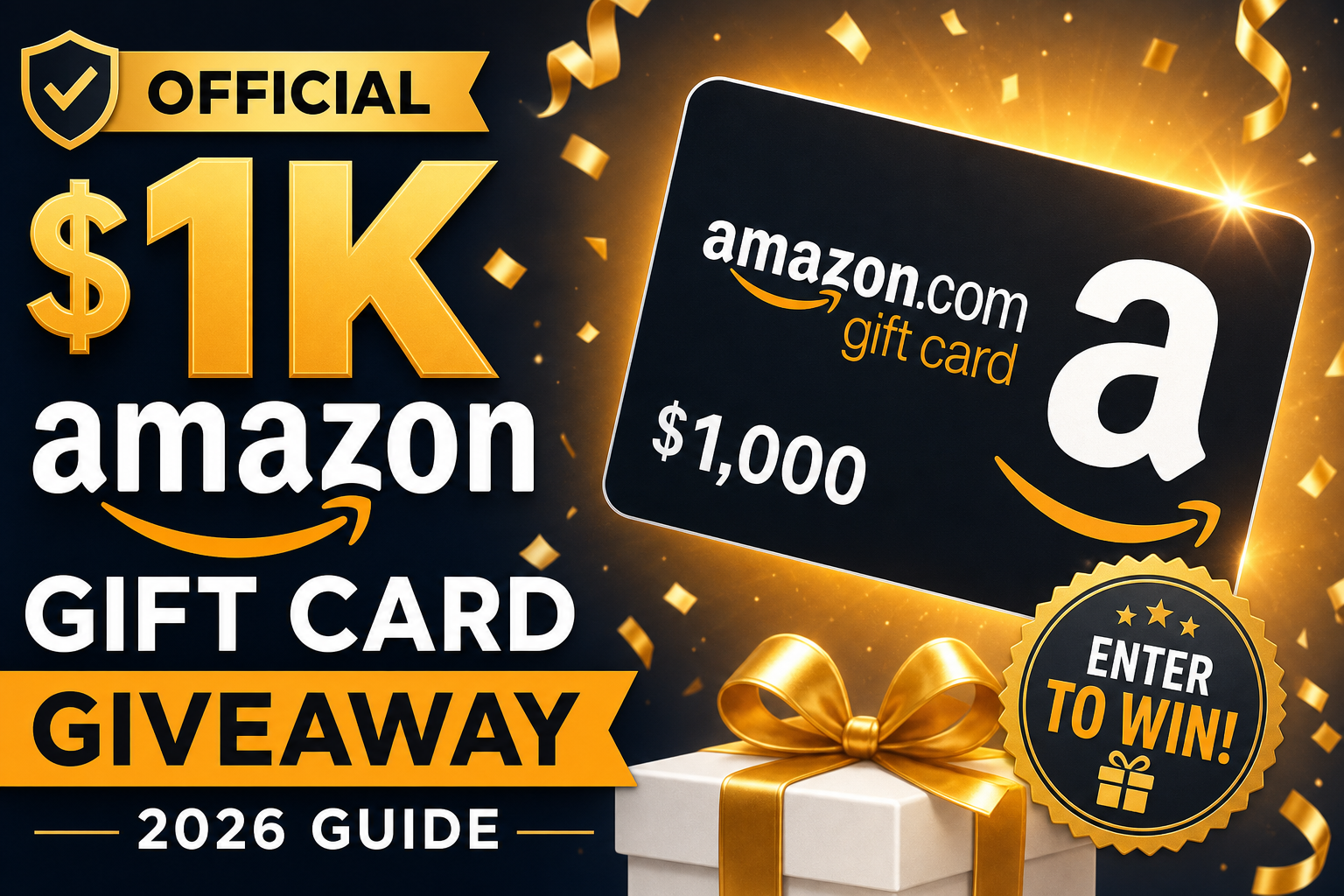 Official 2026 guide for a $1,000 Amazon gift card giveaway with entry details.