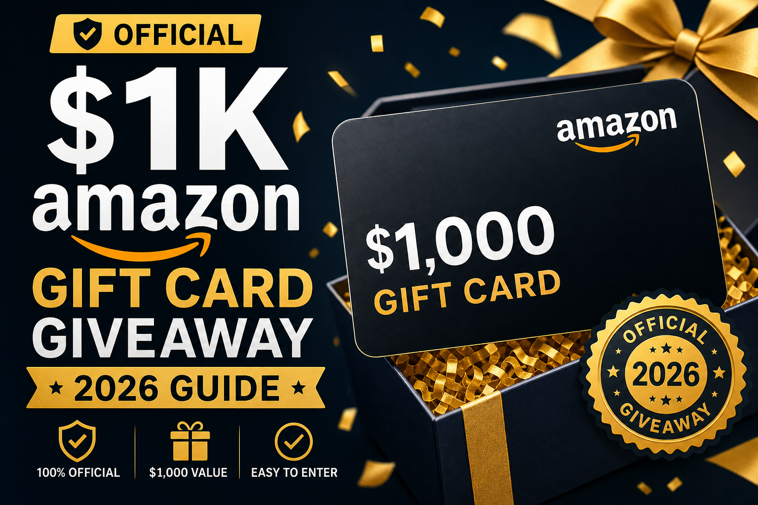 Official $1,000 Amazon gift card giveaway guide with easy entry steps and guaranteed value